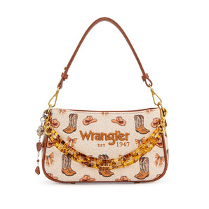 WG524-8633TN Wrangler Western Print Cowgirl Shoulder Bag - Tan