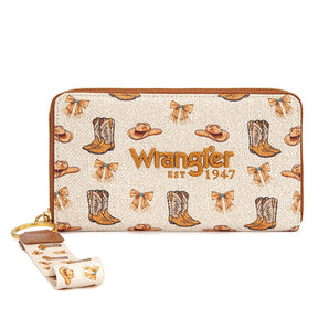 WG-WL-524-006  Wrangler Western Print RFID Blocking Zippered Cowgirl Wallet