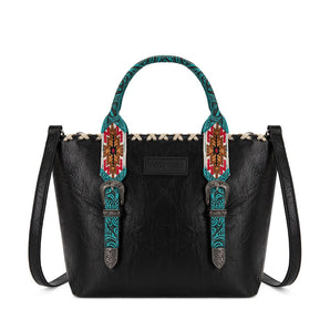 WG529-2002BK Wrangler Western Embroidery Tote Bag - Black