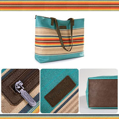 WG53-8112 Wrangler Southwestern Dual Sided Print Canvas Tote Bag - Turquoise