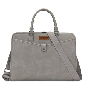 WG537-8119GY Wrangler Pebbled Faux Leather Laptop Brief Bag - Gray