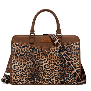 WG537-8119LP Wrangler Pebbled Faux Leather Laptop Brief Bag - Leopard