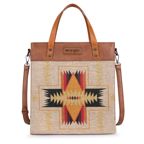 WG54-8317 Wrangler Art Print Canvas Tote/Crossbody - Aztec