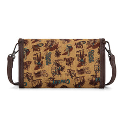 WG60-1812 Wrangler Vintage Retro Cowboy Cool Print Wallet/Crossbody -Dark Yellow