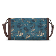 WG60-1812 Wrangler Vintage Retro Cowboy Cool Print Wallet/Crossbody -Jean