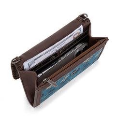 WG60-1812 Wrangler Vintage Retro Cowboy Cool Print Wallet/Crossbody -Jean