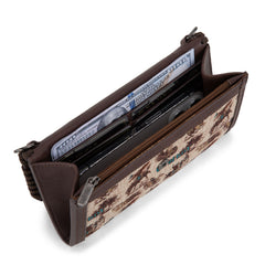 WG60-1812 Wrangler Vintage Retro Cowboy Cool Print Wallet/Crossbody -Tan