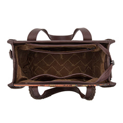 WG60G-8317 Wrangler Vintage Retro Cowboy Cool Print Concealed Carry Satchel/Crossbody-Dark Brown