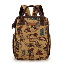 WG60-9110 Wrangler Vintage Retro Cowboy Cool Print Backpack -Dark Yellow