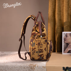 WG60-9110 Wrangler Vintage Retro Cowboy Cool Print Backpack -Dark Yellow
