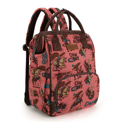 WG60-9110 Wrangler Vintage Retro Cowboy Cool Print Backpack -Hot Pink