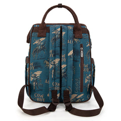 WG60-9110 Wrangler Vintage Retro Cowboy Cool Print Backpack -Jean