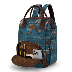 WG60-9110 Wrangler Vintage Retro Cowboy Cool Print Backpack -Jean