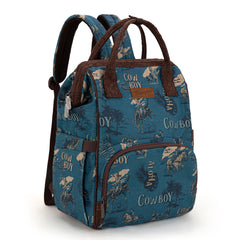 WG60-9110 Wrangler Vintage Retro Cowboy Cool Print Backpack -Jean
