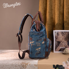 WG60-9110 Wrangler Vintage Retro Cowboy Cool Print Backpack -Jean