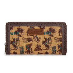 WG60-W022 Wrangler Vintage Retro Cowboy Cool Print Wallet -Dark Yellow