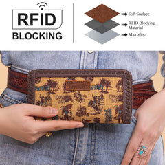 WG60-W022 Wrangler Vintage Retro Cowboy Cool Print Wallet -Dark Yellow