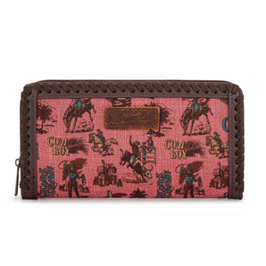 WG60-W022 Wrangler Vintage Retro Cowboy Cool Print Wallet - Hot Pink