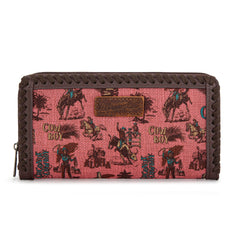 WG60-W022 Wrangler Vintage Retro Cowboy Cool Print Wallet -Hot Pink