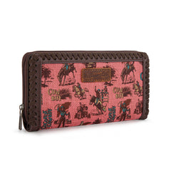 WG60-W022 Wrangler Vintage Retro Cowboy Cool Print Wallet -Hot Pink