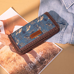 WG60-W022 Wrangler Vintage Retro Cowboy Cool Print Wallet -Jean