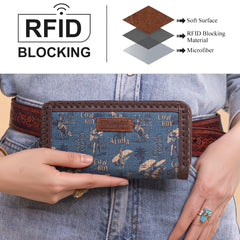 WG60-W022 Wrangler Vintage Retro Cowboy Cool Print Wallet -Jean
