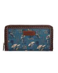 WG60-W022 Wrangler Vintage Retro Cowboy Cool Print Wallet -Jean