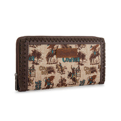 WG60-W022 Wrangler Vintage Retro Cowboy Cool Print Wallet -Tan