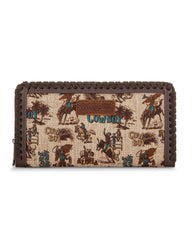 WG60-W022 Wrangler Vintage Retro Cowboy Cool Print Wallet -Tan