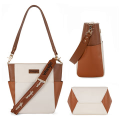 WG67-9182   Wrangler 2 Tone Color Block   Shoulder Bag/Crossbody - Beige-Brown