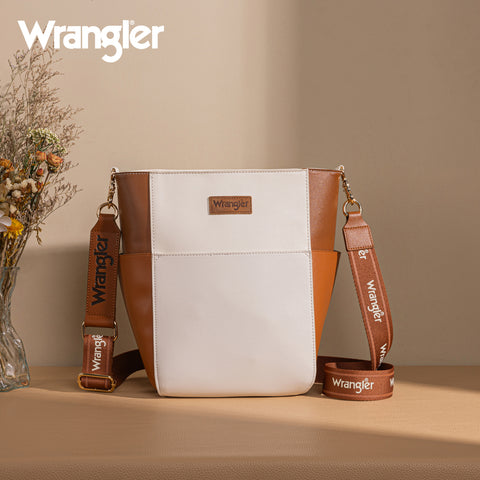 WG67-9182   Wrangler 2 Tone Color Block   Shoulder Bag/Crossbody - Beige-Brown