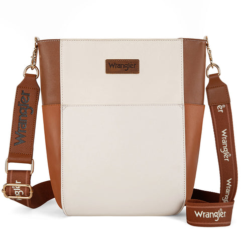 WG67-9182   Wrangler 2 Tone Color Block   Shoulder Bag/Crossbody - Beige-Brown
