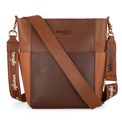 WG67-9182   Wrangler 2 Tone Color Block Shoulder Bag/Crossbody -Coffee-Brown