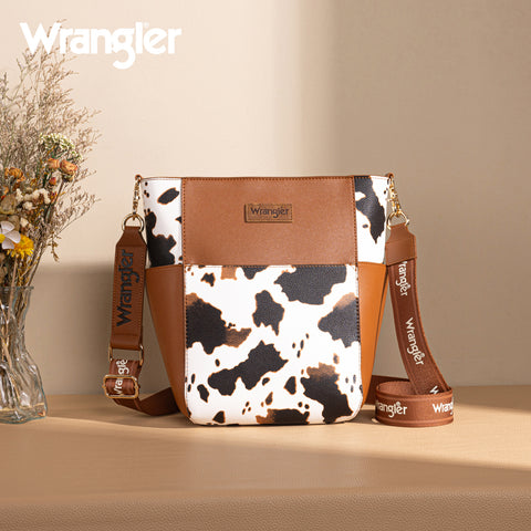 WG67-9182   Wrangler Cow-Print Shoulder Bag/Crossbody - Cow-Brown