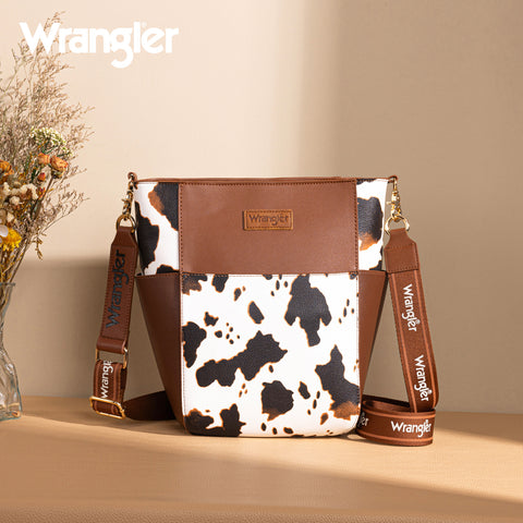 WG67-9182   Wrangler Cow-Print Shoulder Bag/Crossbody - Cow-Coffee