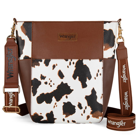 WG67-9182   Wrangler Cow-Print Shoulder Bag/Crossbody - Cow-Coffee