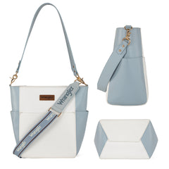 WG67-9182   Wrangler 2 Tone Color Block Shoulder Bag/Crossbody -White-Blue