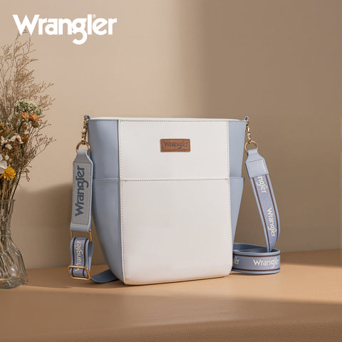 WG67-9182   Wrangler 2 Tone Color Block Shoulder Bag/Crossbody -White-Blue
