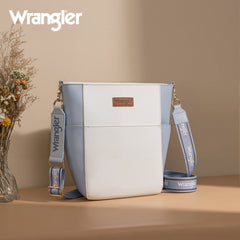 WG67-9182   Wrangler 2 Tone Color Block Shoulder Bag/Crossbody -White-Blue