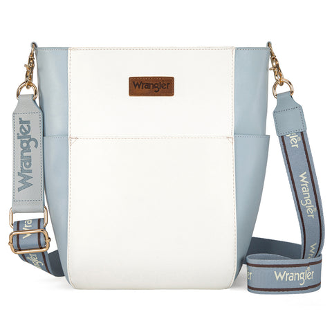 WG67-9182   Wrangler 2 Tone Color Block Shoulder Bag/Crossbody -White-Blue