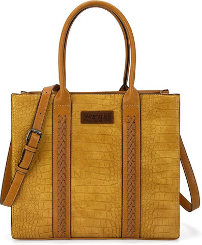 WG70-8317B  Wrangler Croc Print Carry-All Tote/Crossbody - Mustard
