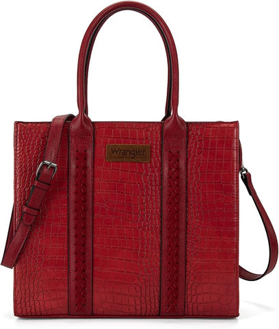 WG70-8317B  Wrangler Croc Print Carry-All Tote/Crossbody - Red
