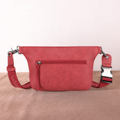 WG73-8194  Wrangler Fringe  Fanny Pack Belt Bag Sling Bag - Red