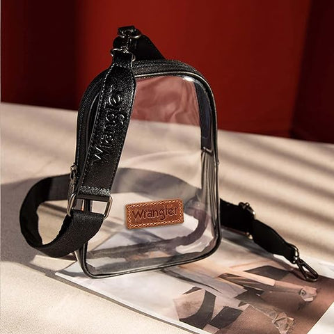 WG87-226  Wrangler Clear Sling Bag/Crossbody/Chest Bag  - Black