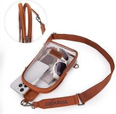 WG87-226  Wrangler Clear Sling Bag/Crossbody/Chest Bag  - Brown