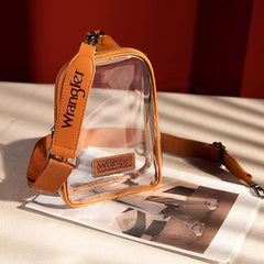 WG87-226  Wrangler Clear Sling Bag/Crossbody/Chest Bag  - Brown
