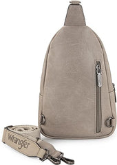 WG87-227 Wrangler Sling Bag/Crossbody/Chest Bag Dual Zippered Compartment -Light Grey