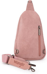 WG87-227 Wrangler Sling Bag/Crossbody/Chest Bag Dual Zippered Compartment -Pink