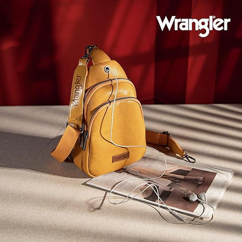 WG87-227 Wrangler Sling Bag/Crossbody/Chest Bag Dual Zippered Compartment - Yellow