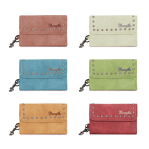 WG89-W001 12Pcs Assorted Colors Wrangler Accents Tri-fold Key - Chain Wallet